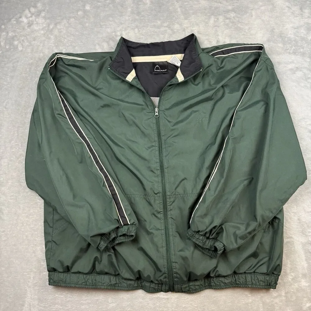 Vintage HEAD Full Zip Windbreaker Jacket Green XL Lined Lightweight Y2K